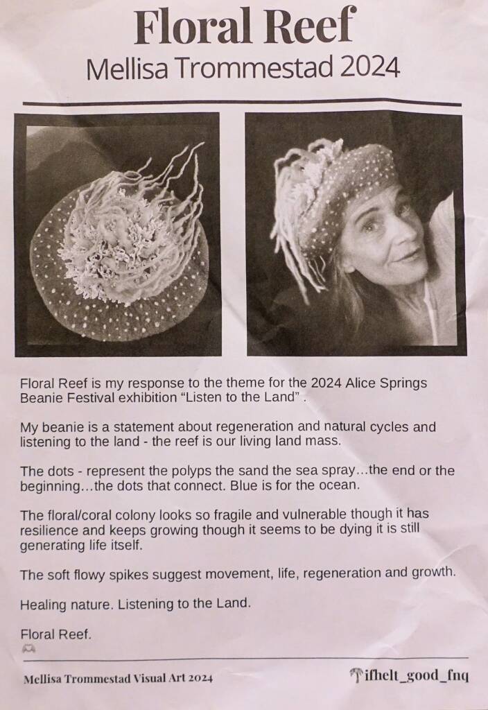 Floral Reef by Mellisa Trommestad, Cairns QLD - Alice Springs Beanie Festival 2024