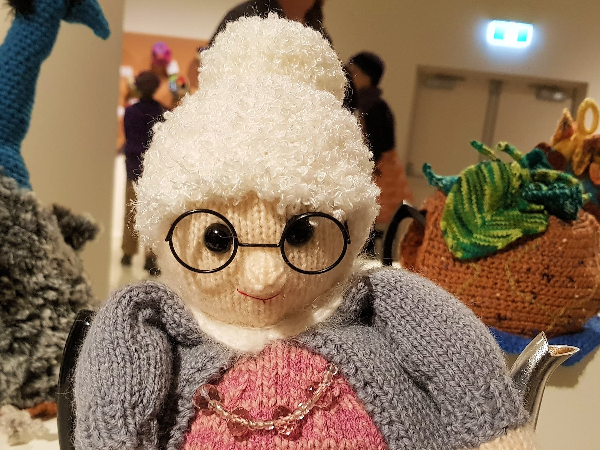 Grandma Knitting by Wendy Harvey, Mawson Lakes SA - Alice Springs Beanie Festival 2024