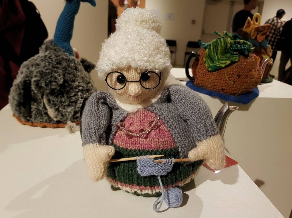 Grandma Knitting by Wendy Harvey, Mawson Lakes SA - Alice Springs Beanie Festival 2024