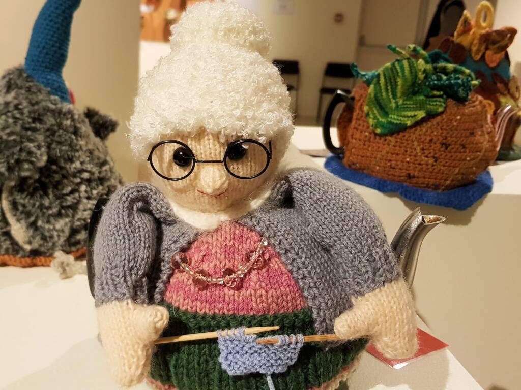 Grandma Knitting by Wendy Harvey, Mawson Lakes SA - Alice Springs Beanie Festival 2024