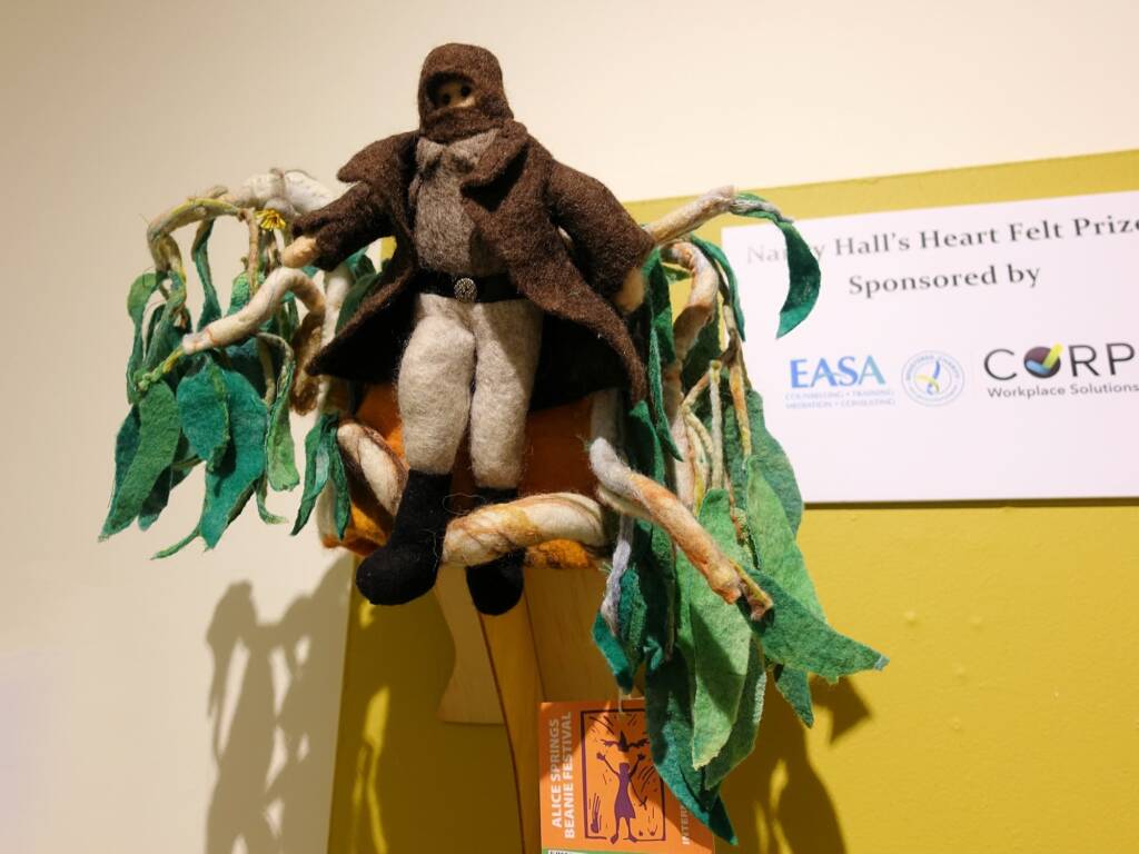 My Favourite Historic Bush Man, by Marie Nash, Wodonga VIC - Alice Springs Beanie Festival 2024