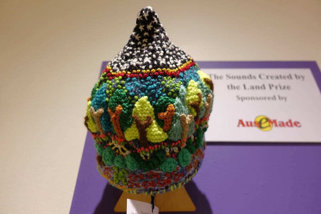 Forest, Frogs & Waterfall Under the Nights Sky by Tiffany Lauricella, Bega Valley NSW - Alice Springs Beanie Festival 2024