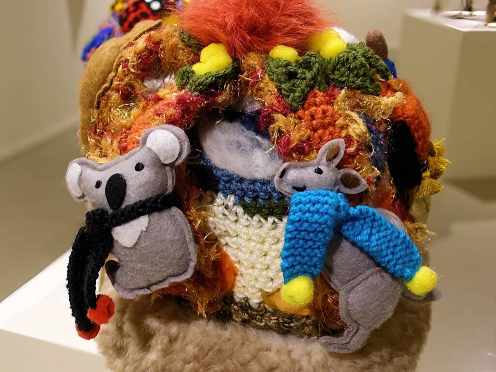 'Alice' Queen of the Outback Crown, by Pat Robshaw, Banora Point NSW - Alice Springs Beanie Festival 2024
