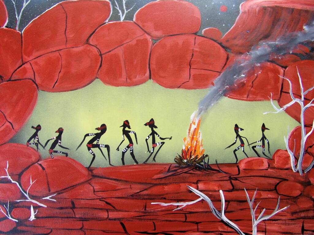 Daniel Goodwin (Aboriginal artist) - Wandumas Dream 2007 (closeup), Alice Springs NT