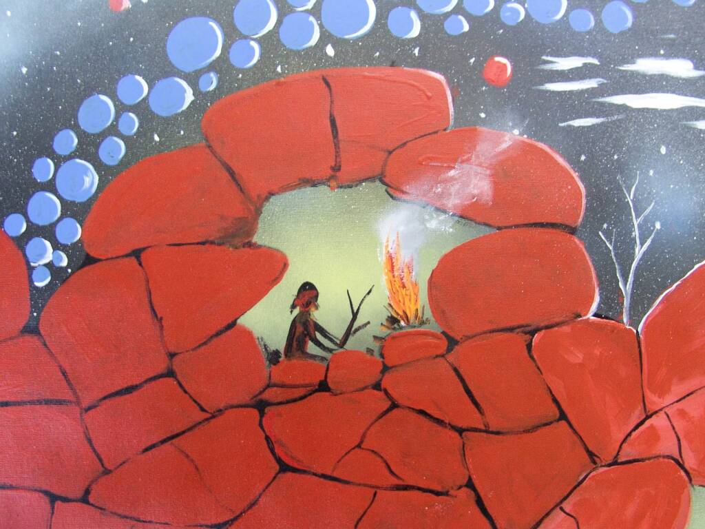 Daniel Goodwin (Aboriginal artist) - Wandumas Dream 2007 (closeup), Alice Springs NT