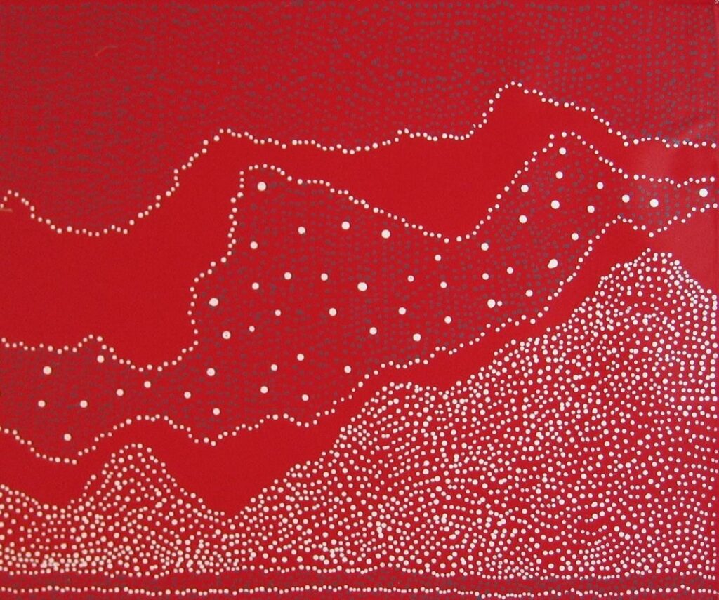 Water Dreaming (2005) 76x91cm (9268JR) by Julie Nangala Robertson (source Gallery Gondwana)