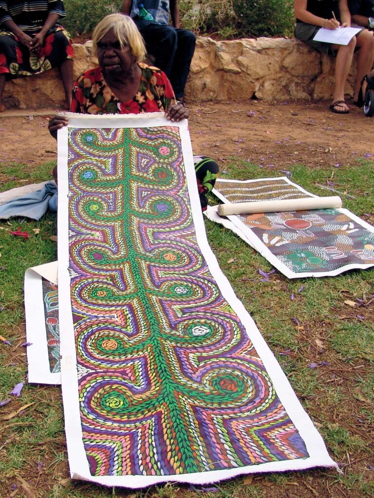 Elleen (who helped the artist Elsie Numina with her painting) Bush Medicine, 2008