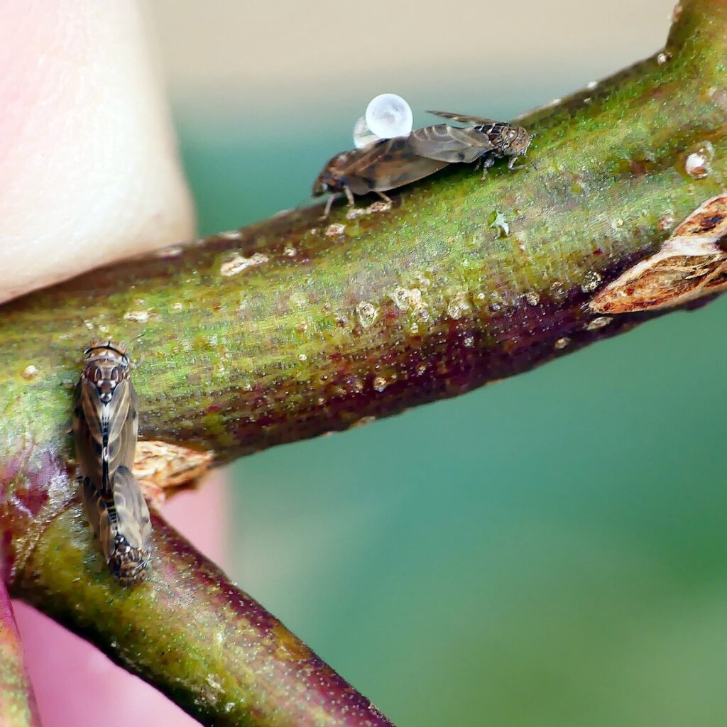 Psyllid activity on small Euicalypt (adults and lerps) © Marianne Broug