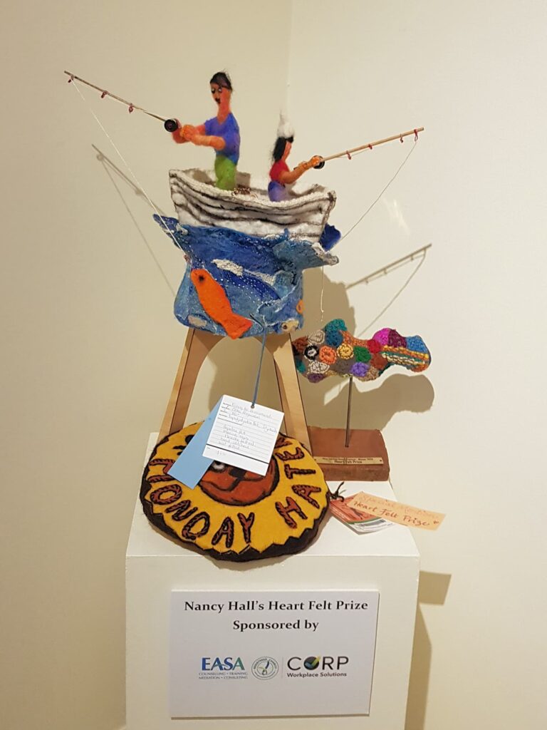 Fishing for Barramundi by Nita Ferguson, Titjikala, Alice Springs Beanie Festival 2025