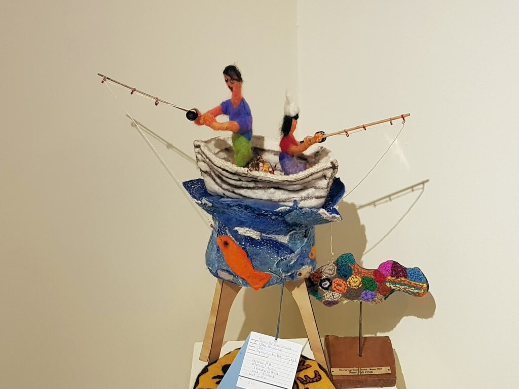 Fishing for Barramundi by Nita Ferguson, Titjikala, Alice Springs Beanie Festival 2025