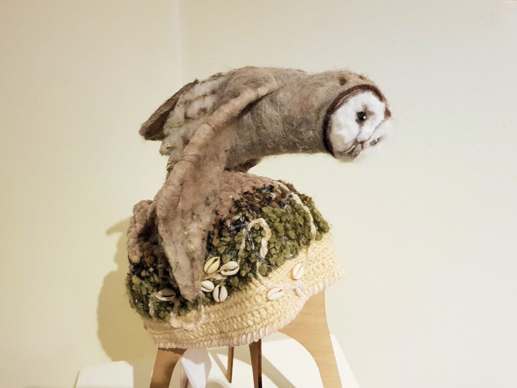 Sporting Owl by Lorraine Boomer, Moonta Bay SA, Alice Springs Beanie Festival 2025