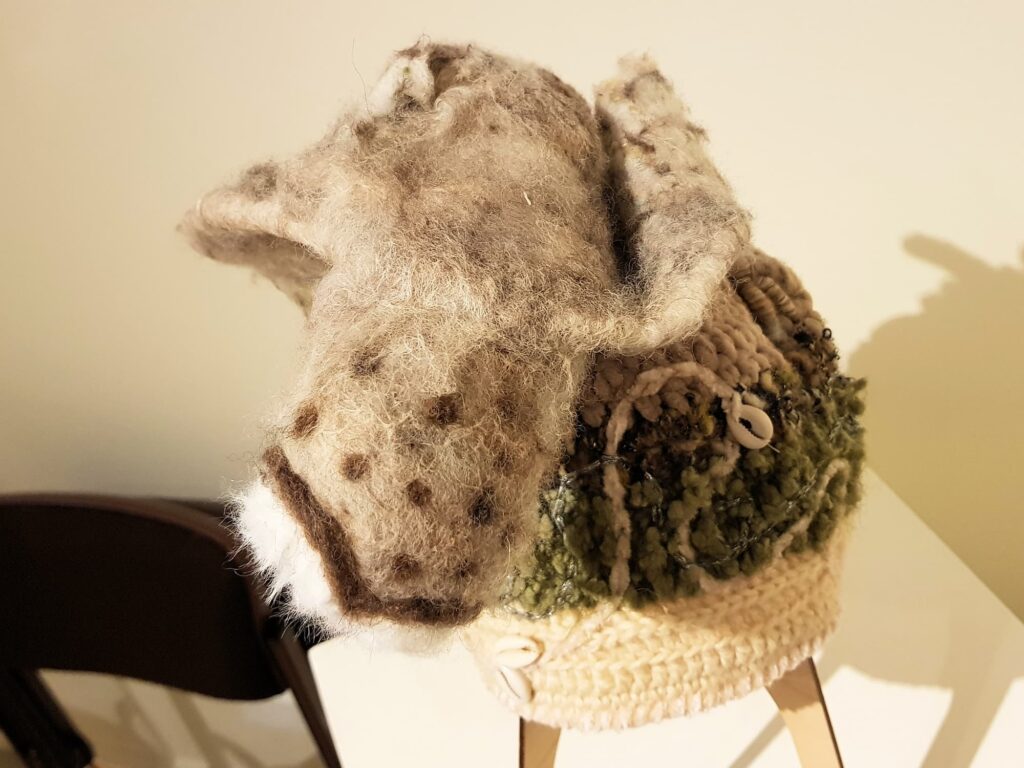 Sporting Owl by Lorraine Boomer, Moonta Bay SA, Alice Springs Beanie Festival 2025