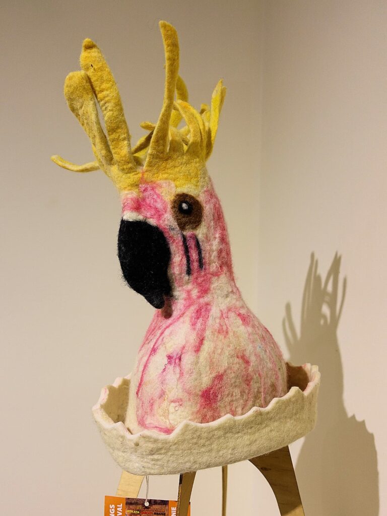 White Cockatoo by Nora Campbell, Alice Springs Beanie Festival 2019