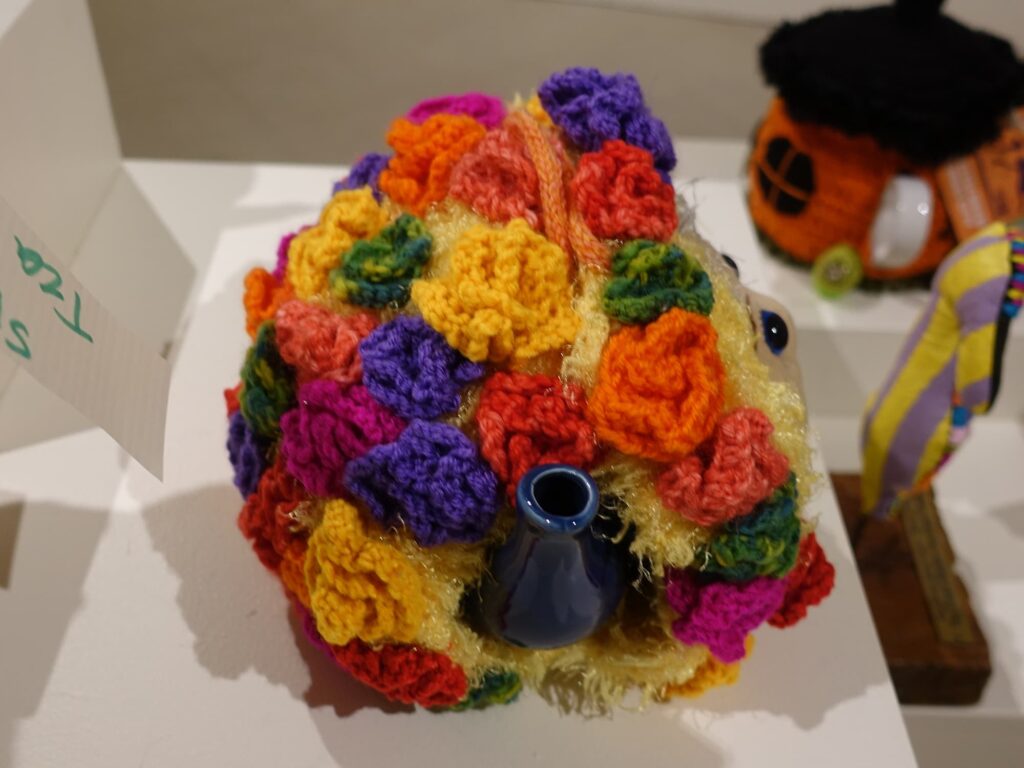 Nanna's bathing cap (tea cosy) by Barbara d'Arbon, Alice Springs Beanie Festival 2025