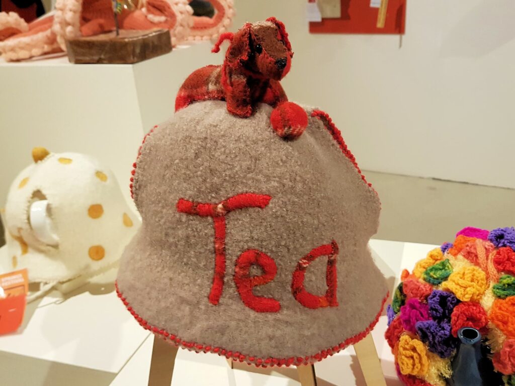 Tea Always (tea cosy) by Marilyn Hunter, Alice Springs Beanie Festival 2025