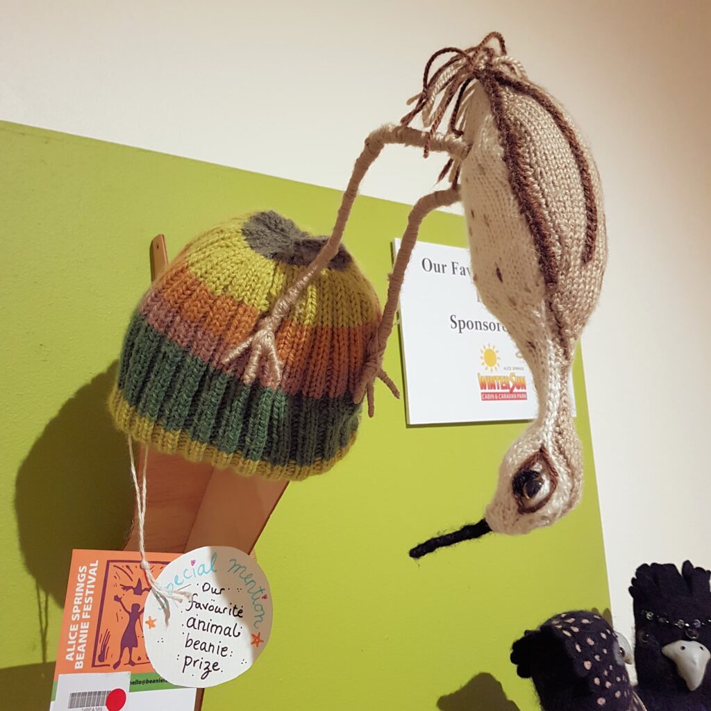 Thankew curlew by Emily Stephenson, Darwin, NT, Alice Springs Beanie Festival 2026
