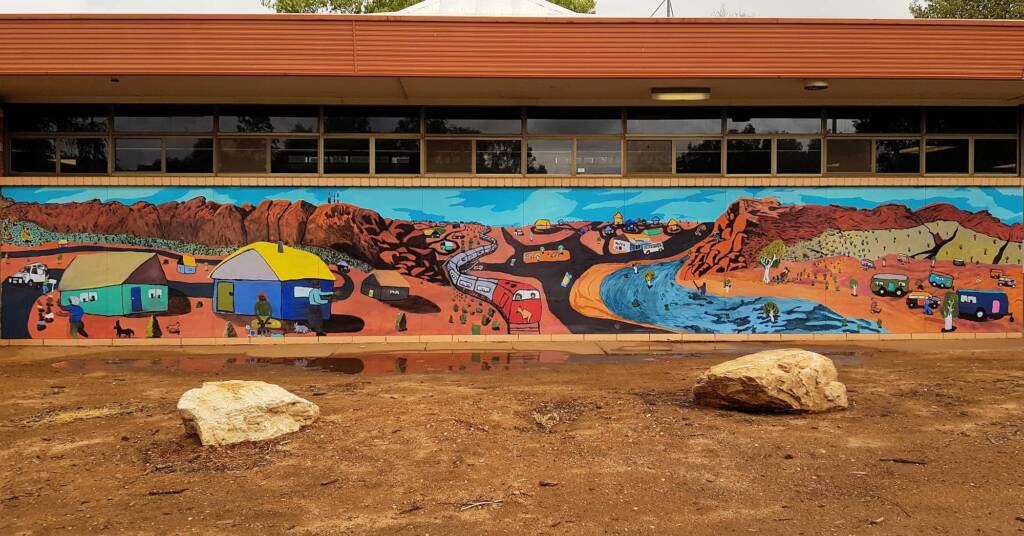 ‘All them Tourists goin' to look at Countryside’ by Billy Tjampijinpa Kenda, Alice Springs Public Library NT