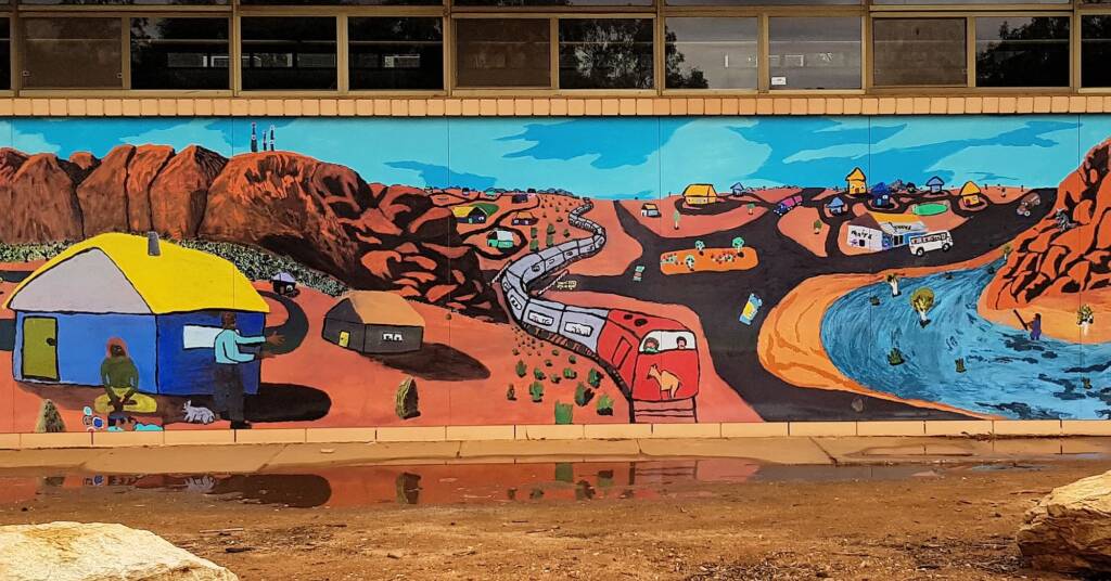 ‘All them Tourists goin' to look at Countryside’ by Billy Tjampijinpa Kenda, Alice Springs Public Library NT