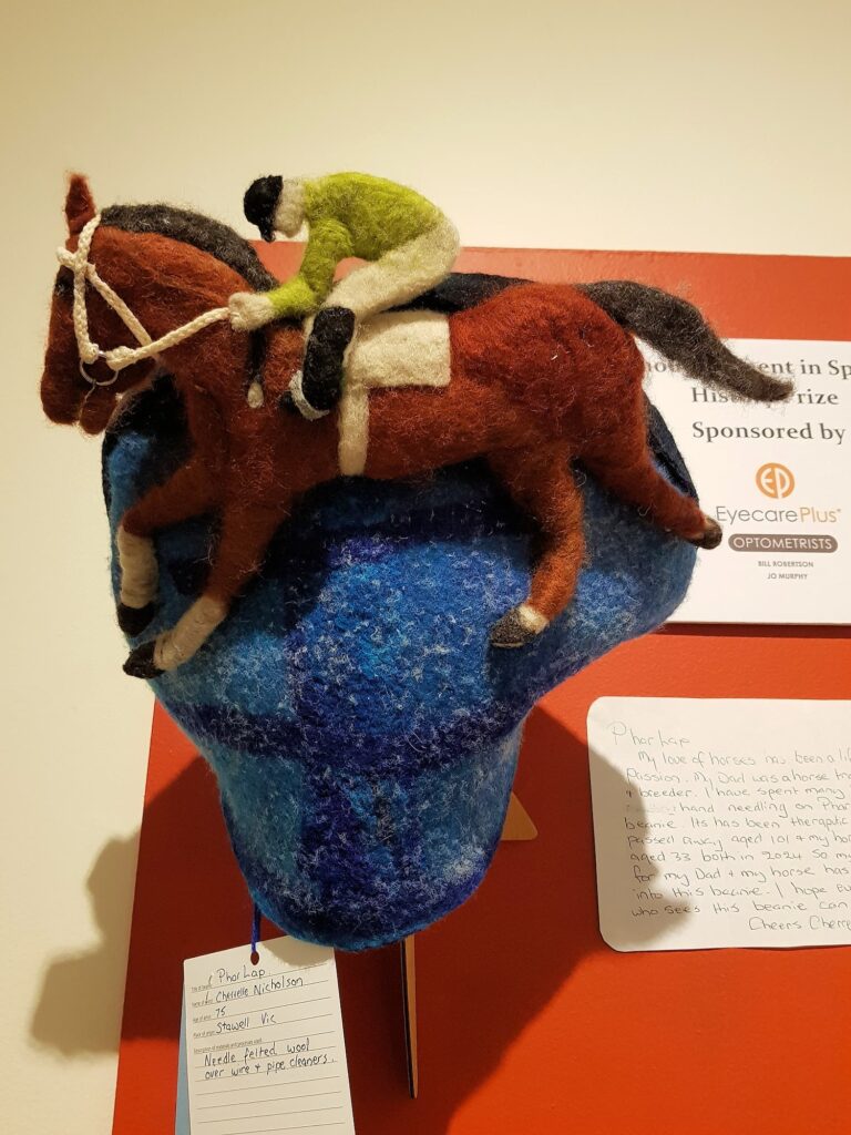 Phar Lap by Cherrelle Nicholson, Alice Springs Beanie Festival 2025
