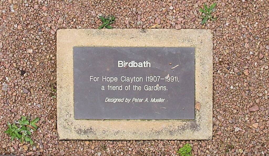 Birdbath for Hope Clayton, Royal Botanic Gardens Sydney NSW