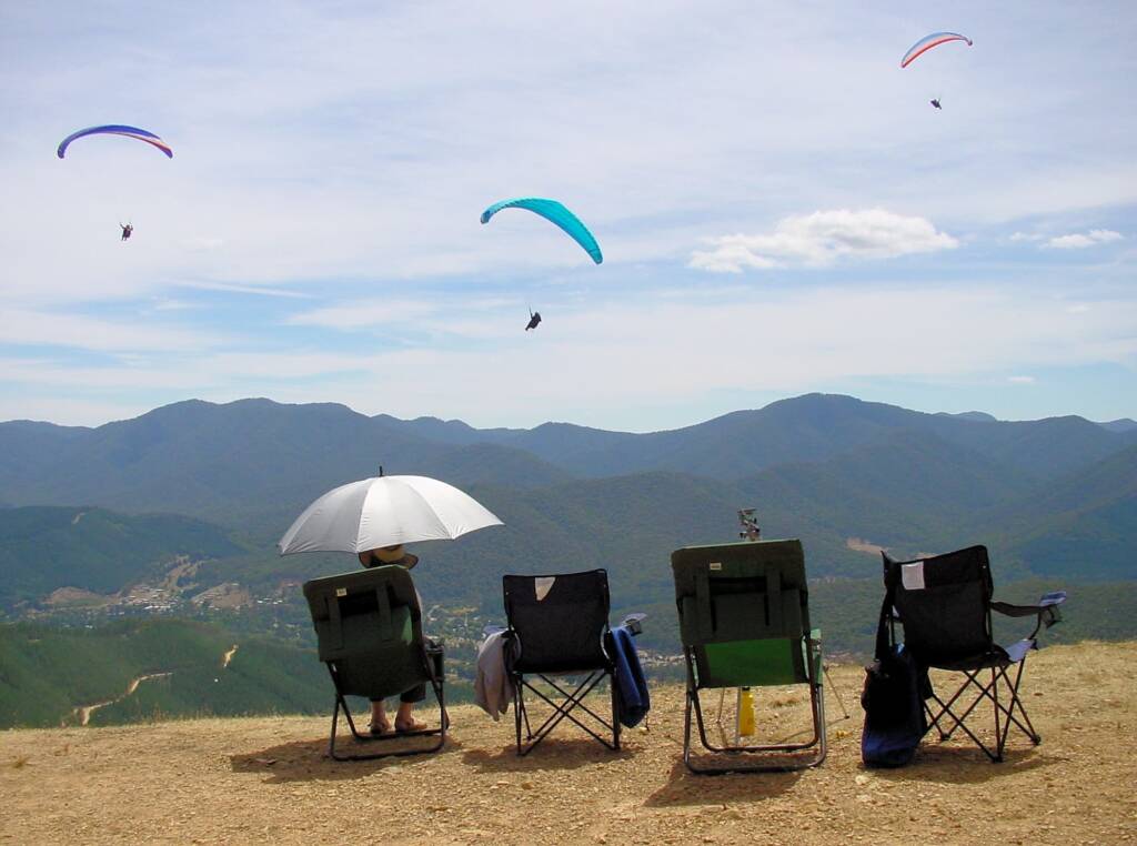 Front row seats watching paragliding from Mystic at Bright, VIC