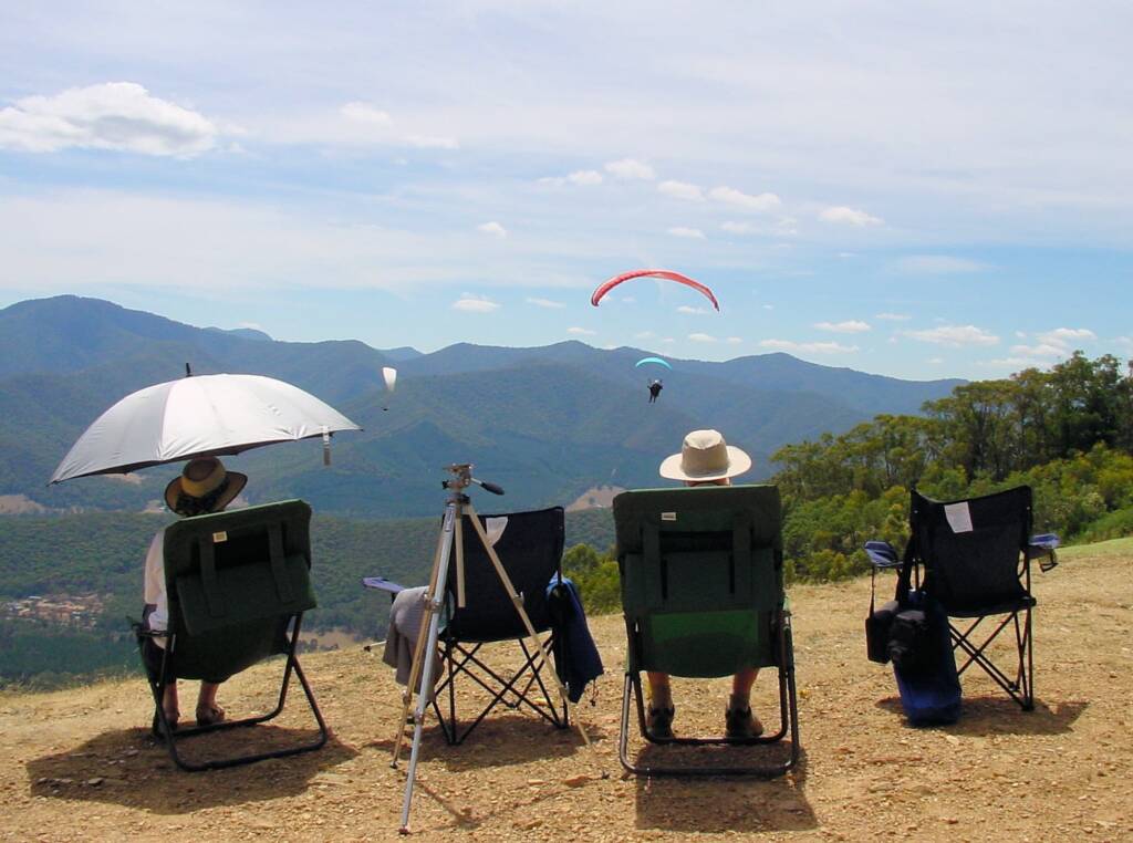 Front row seats watching paragliding from Mystic at Bright, VIC