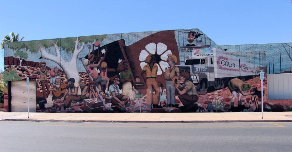 Coles Mural, 1981 by Bob and Kay Kessing (supervisors), with 200 volunteers — Mural, Alice Springs Street Art