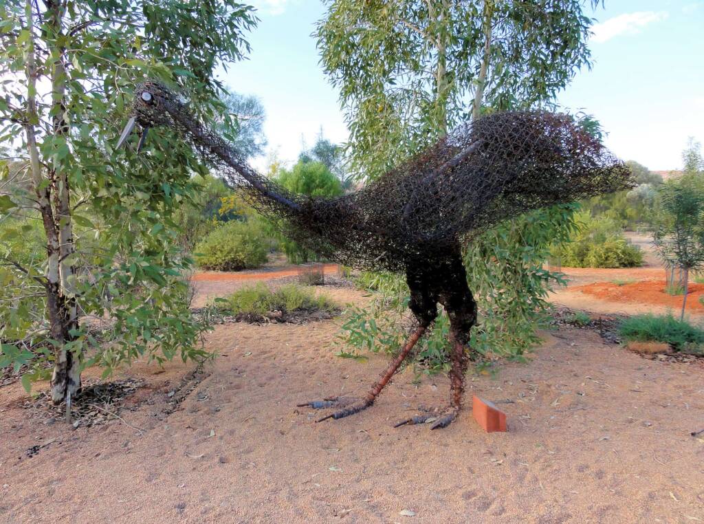 Emu by artist Al Bethune (Permanent display Olive Pink Botanic Garden, Alice Springs)