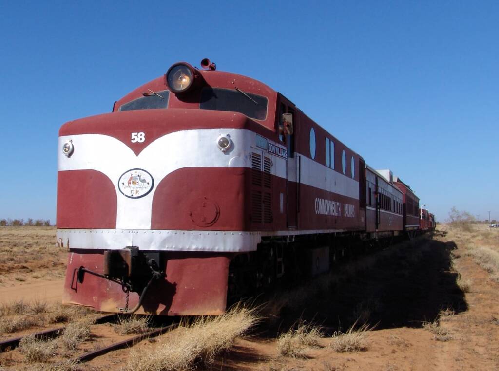 Old Ghan Train heading into Alice Springs NT