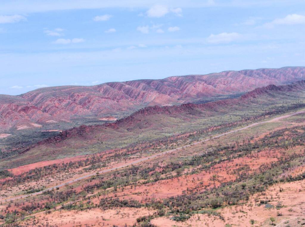 Aerial view over West MacDonnell Ranges National Park, NT - Helicopter tour