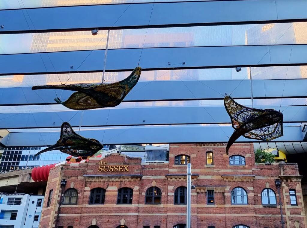 Mermer Waiskeder: Stories of the Moving Tide by the Ghost Net Collective, Exchange Square, Barangaroo, Sydney NSW