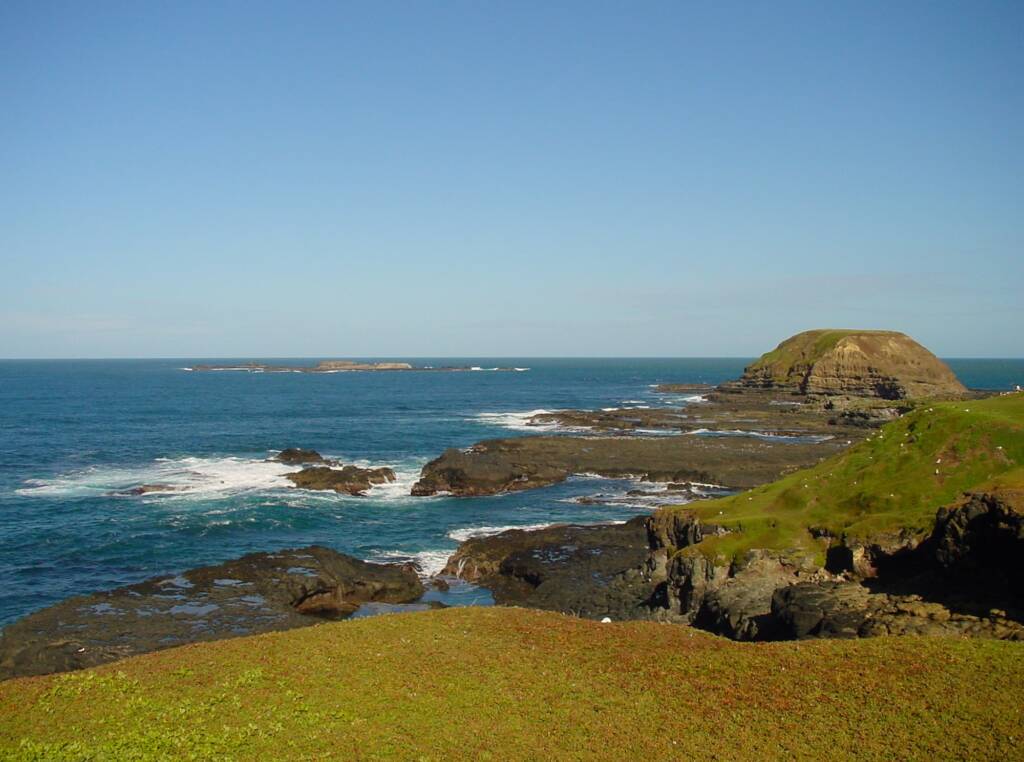 View out to Seal Islands from the The Nobbies Blowhole, Phillip Island, VIC