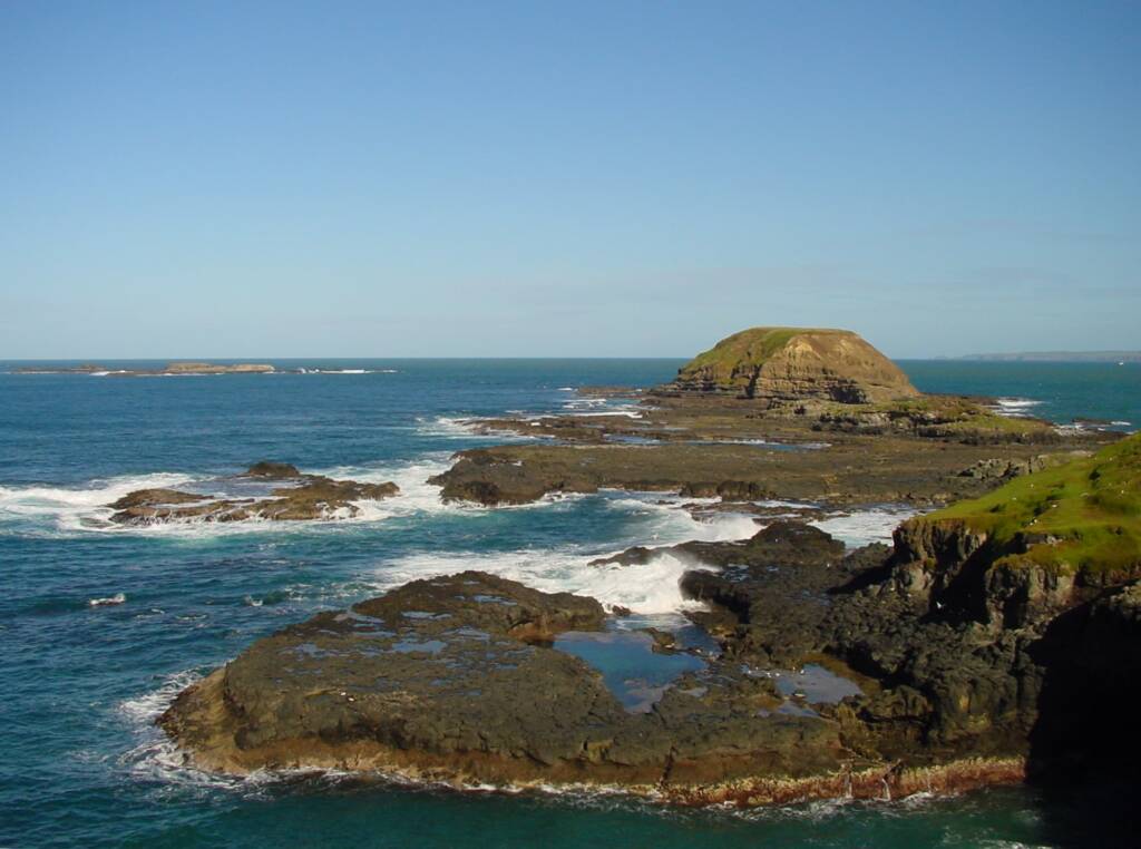 View out to Seal Islands from the The Nobbies Blowhole, Phillip Island, VIC