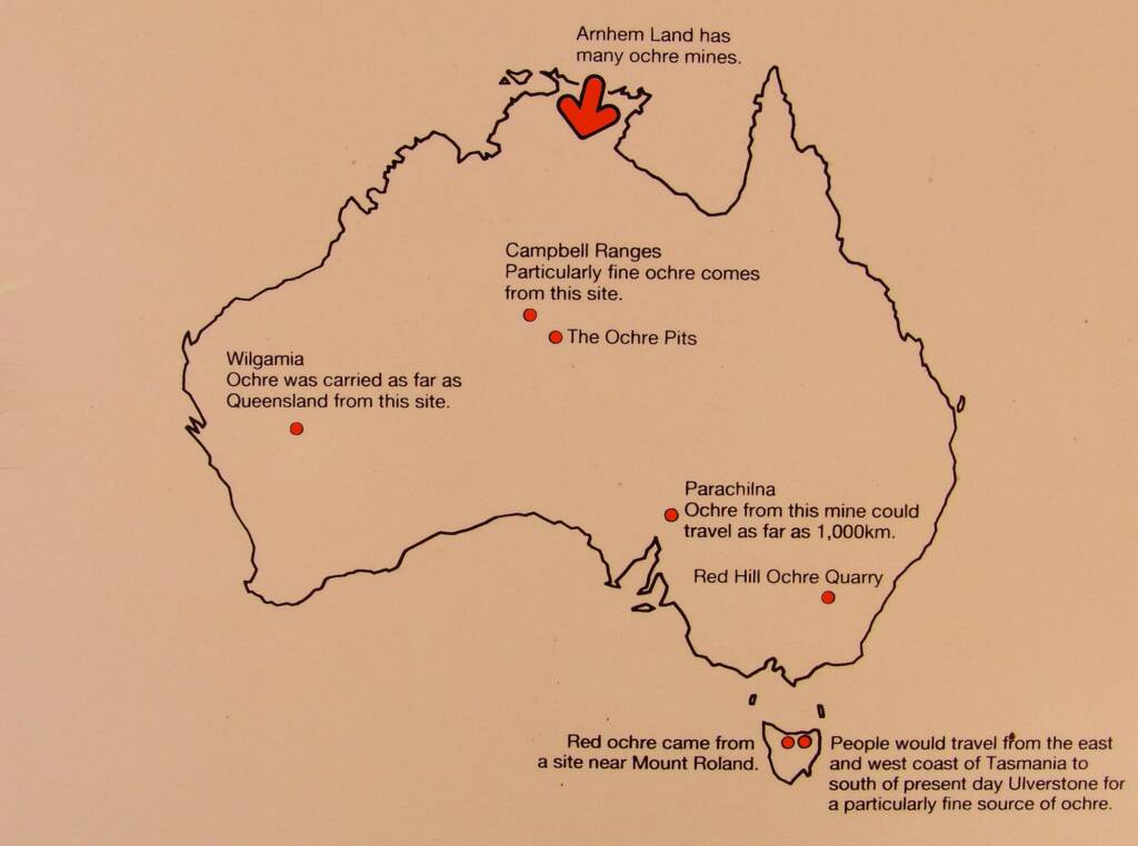 Ochre Pits map - Source Northern Territory Parks and Wildlife Commission - park signage