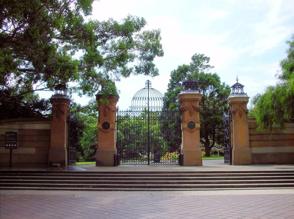 The Garden Palace entrance to the Royal Botanic Garden on Macquarie Street, Sydney NSW