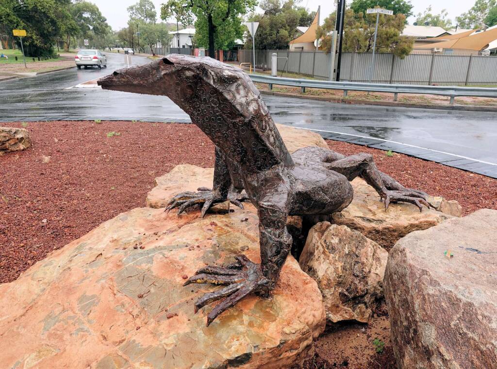 Perentie by Artist Dan Murphy, 26 March, 2015 (at the Undoolya Rd roundabout)
