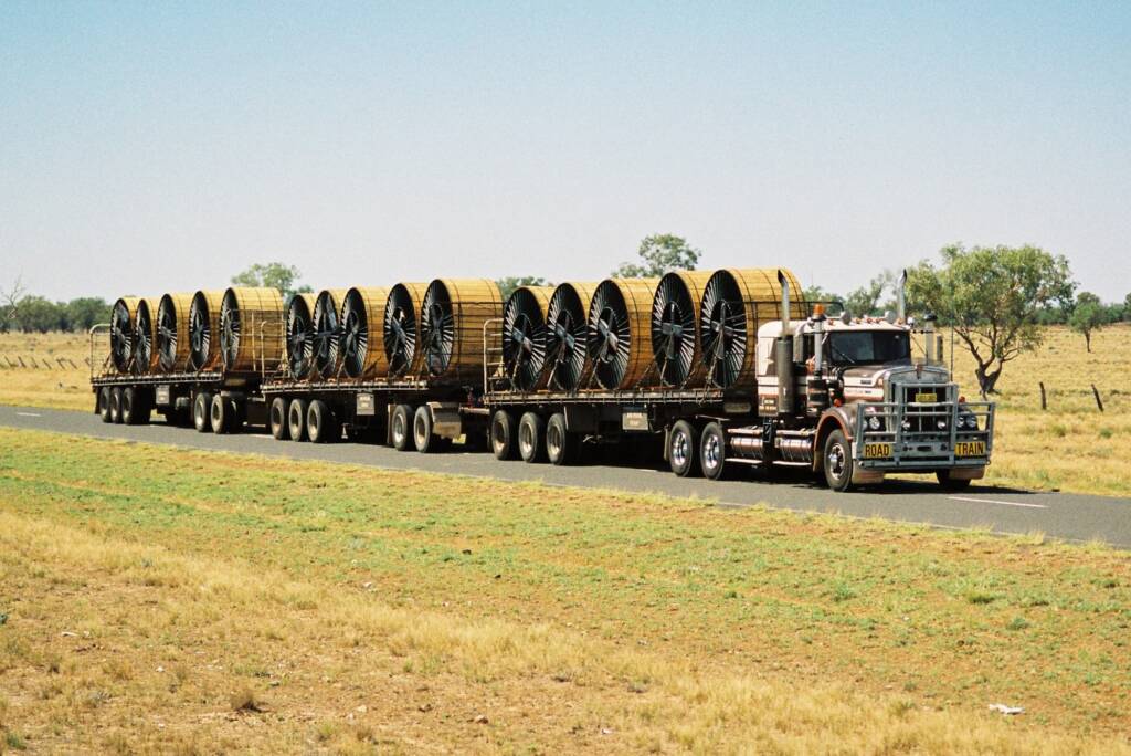 Road Train carrying electrical cable © Hans Boessum