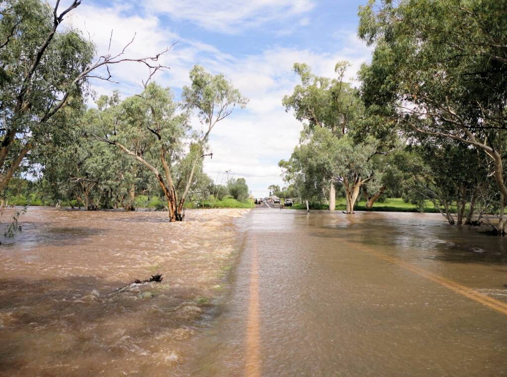 Roe Creek flowing over Larapinta Drive, Alice Springs, 19 Mar 2011