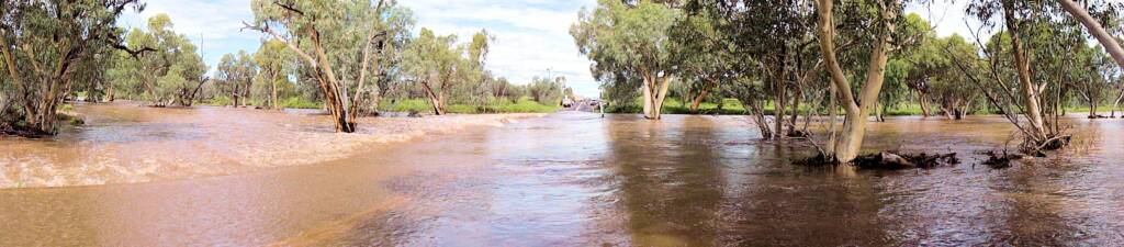 Roe Creek flowing over Larapinta Drive, Alice Springs, 19 Mar 2011