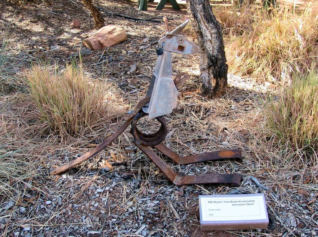 Rusty The Bush Kangaroo by artist Anthony Dent, 2008 Exhibition, Olive Pink Botanic Garden, Alice Springs