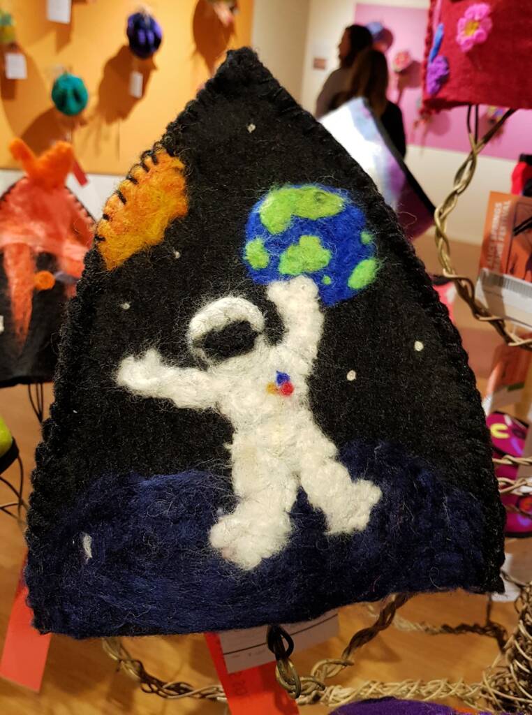 Space Travel by George Francisco (and Casey), Tennant Creek Primary NT, Alice Springs Beanie Festival 2023