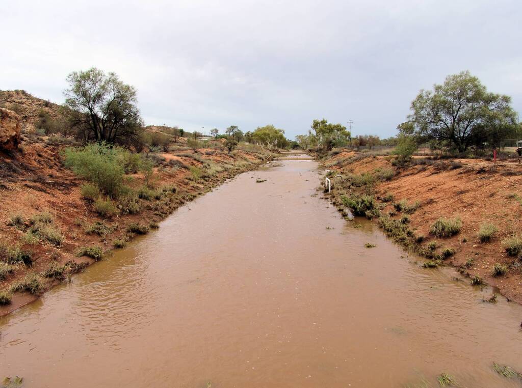 Storm water channel running parallel to Stuart Highway, Alice Springs, 9 Jan 2010