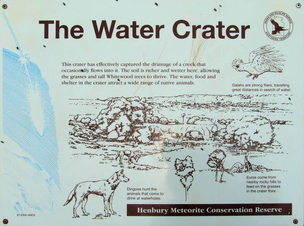 The Water Crater, Henbury Meteorites Conservation Reserve (park signage), NT