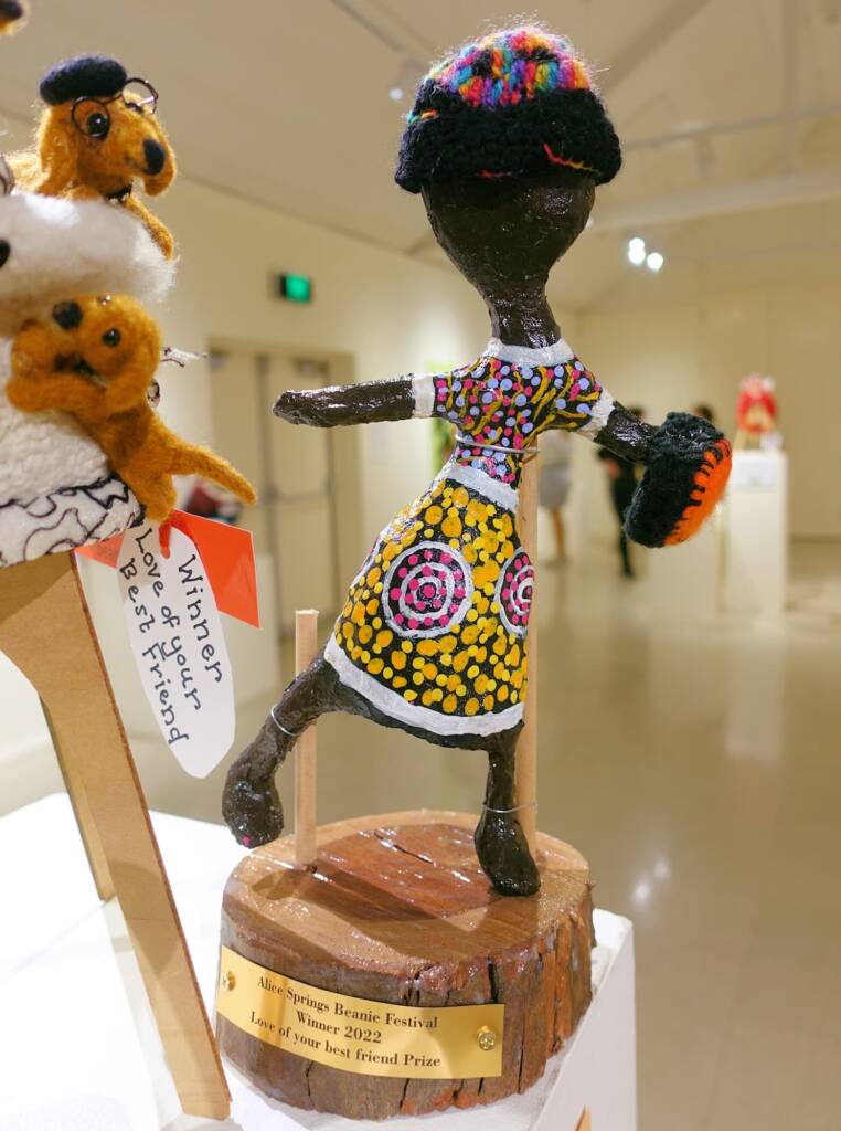 Award for "Puppy Love" by Marilyn Hunter - The Love of your Best Friend - 2022 Alice Springs Beanie Festival