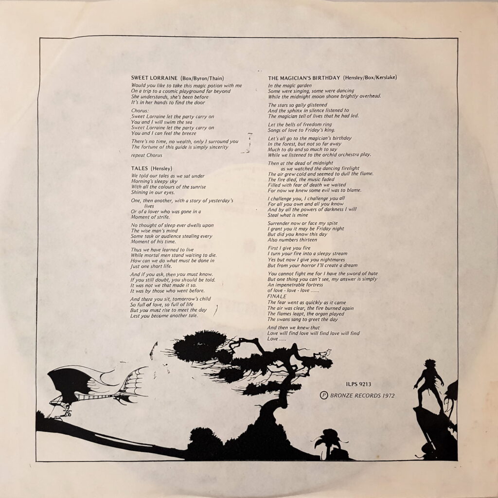 Uriah Heep - The Magician's Birthday (lyric sleeve)