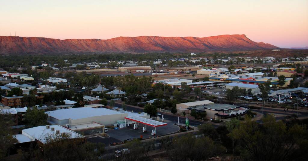 Sunrise view to Mount Gillen from Anzac Hill, Alice Springs, NT