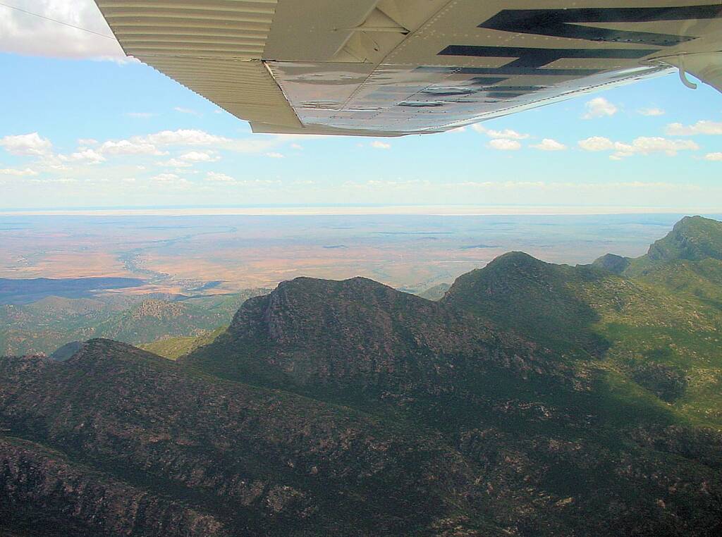 View over Wilpena Pound and out to salt lake